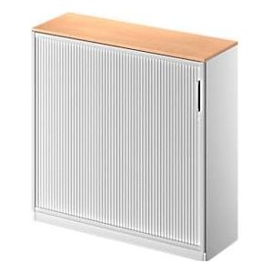 Schäfer Shop  Genius Roldeurkast TETRIS SOLID, 3 ordnerhoogten, B 1200 mm, incl. 19 mm afdekplaat, beukenpatroon/blank aluminium/blank aluminium