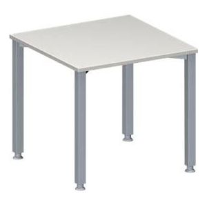 Schäfer Shop Genius vergadertafel MODENA FLEX, vierkant, 4-poots vierkante buis, B 800 x D 800 x H 720-840 mm, lichtgrijs/blank aluminium RAL 9006