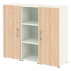 Home Office dressoir TEMPIO, hout, 2 deuren, 1 legplank, 3 OH, B 1200 x D 340 x H 1070 mm, wit/Sonoma eik