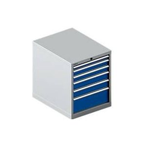 Schäfer Shop Select SSI SCHÄFER Schubladenschrank 27-36, 6 Schübe, bis 200 kg, B 564 x T 725 x H 700 mm, enzianblau/weißaluminium