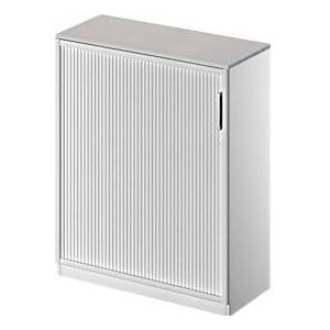 Schäfer Shop  Genius Roldeurkast TETRIS SOLID, 3 ordnerhoogten, B 1000 mm, incl. 19 mm afdekplaat, lichtgrijs/blank aluminium/blank aluminium