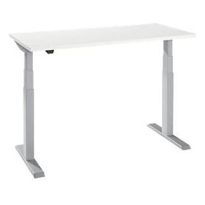 Schäfer Shop  Select Home Office-bureau, elektrisch in hoogte verstelbaar, rechthoekig, T-voet, B 1300 x D 650 x H 640-1300 mm, wit/wit aluminium