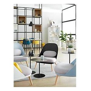 Lounge fauteuil, gestoffeerd, B 700 x D 655 x H 755 mm, 4-poten, zwarte zitschaal