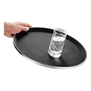 Esmeyer® TENNESSEE antislip dienblad, rond, ø 355 mm, stapelbaar, glasvezel &amp; rubber oppervlak, zwart