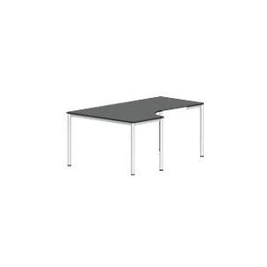 Tafel in vrije vorm NEVADA, B 1800 x D 1200/800 x H 740 mm, rond, donkergrijs/wit