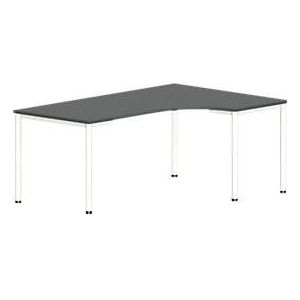 Tafel in vrije vorm NEVADA, B 1800 x D 1200/800 x H 740 mm, rond, donkergrijs/wit