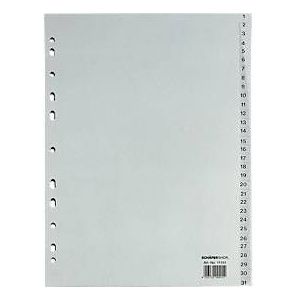 Tabbladen Recycling - gerecycled karton - A4 - numeriek 1-31 – onze merk Schäfer Shop