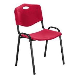 NowyStyl Bezoekersstoel, H 470 mm x B 460 mm x D 410 mm, kunststof, met stalen frame, anti-kras voetjes, stapelbaar, zwart-rood