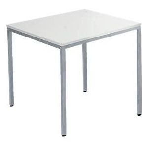 Schäfer Shop Pure Conferentietafel, rechthoekig, frame van vierkante buizen, B 800 x D 700 x H 720 mm, aluminium lichtgrijs/wit