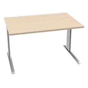 Schäfer Shop Pure Desk PLANOVA BASIC, rechthoekig, C-voet, B 1200 x D 800 x H 717 mm, ahorn/wit aluminium + kabelgoot