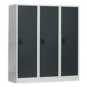 Schoollocker, compartimentbreedte 400 mm, 3 compartimenten, lichtgrijs/antraciet