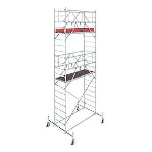Aluminium rolsteiger KRAUSE Serie 10, 200 kg/m², TÜV-gekeurd, in hoogte verstelbare zwenkwielen, L 2000 x B 750 x H 6400 mm