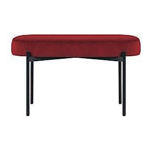 Bank meet® van Paperflow GAIA, ovaal M, bekleding rood fluweel, 4-poots frame mat zwart, B 790 x D 420 x H 455 mm