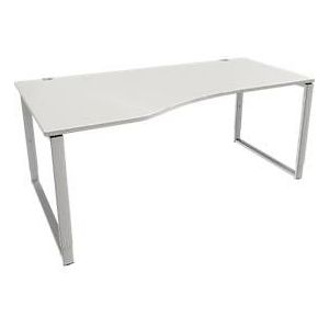 Schäfer Shop  Genius Free-form bureau MODENA FLEX, beugelvoet, handmatig in hoogte verstelbaar, linkeruitbouw, B 1800 mm, lichtgrijs