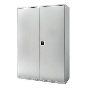 Schäfer Shop Genius FS draaideurkast, staal, met ventilatieopeningen, B 1343 x D 420 x H 1950 mm, 5 HE, lichtgrijs/lichtgrijs, tot 450 kg