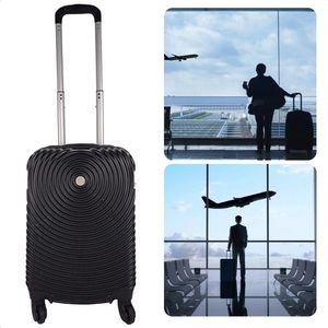 Cheqo® Handbagage Koffer - Moderne Hardcase - ABS Materiaal - 4 Dubbele Zwenkwielen - Cijferslot - Zwart - Trolley