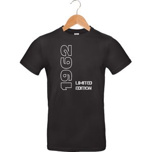 Limited Edition 1962 - T-shirt - 100% katoen - leeftijd - geboortejaar - verjaardag en feest - cadeau - kado - unisex - zwart - maat M