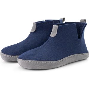 Travelin' Stay-Home Dames Sloffen - Wollen Pantoffels - suède zool - Navy Blauw - Maat 40