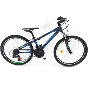 Sprint Hattrick - Mountainbike 24 inch - Fiets met 18 versnellingen Shimano - Kinderfiets - Blauw - Framemaat: 38 cm