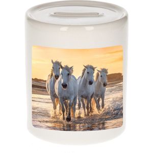 Dieren wit paard foto spaarpot 9 cm jongens en meisjes - Cadeau spaarpotten paarden liefhebber