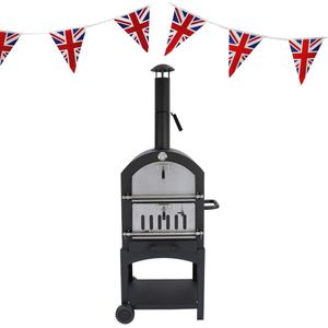 Draagbare Houtskool Pizza Oven voor Buiten - Multifunctionele BBQ Roker & Grill met Temperatuurmeter en Pizzasteen