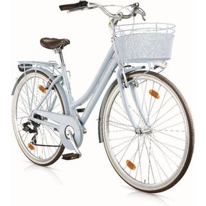 Dames - meisjes fiets MBM Boulevard stads hybride blauw, 28 inch, H46, 6 versnellingen