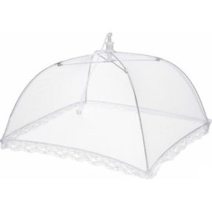 Finnacle - Vliegenkapje - Vliegen net - Vliegenhor - 30/30CM - BBQ - Buiten eten - Vliegenkap voor voedsel - Vliegenstolp - Wit - Inklapbar