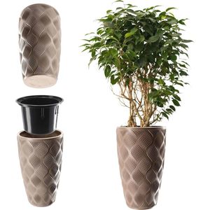 Elegante en praktische bloempot met inzetstuk en handgrepen - UV-bestendig en weerbestendig in verschillende maten