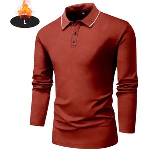 Nivard Poloshirt Heren - T-Shirt Heren - Shirt - Overhemd - Polo Shirt Lange Mouwen - Baksteenrood - L