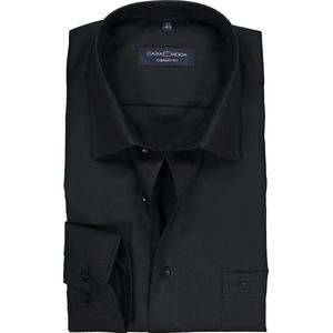 CASA MODA comfort fit overhemd - zwart - Strijkvrij - Boordmaat: 46