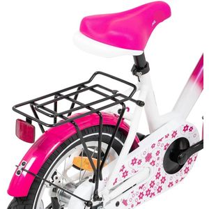 Kinderfiets - Loopfiets - Kleuterfiets - met Zijwielen - Inclusief Bel & Achterrek - Leuke Fiets - voor Meisjes en Jongens - van 2-7 Jaar - 12inch - Metaal - Roze