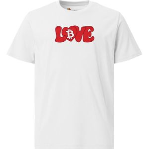 Groovy Love - Unisex - 100% Biologisch Katoen - Kleur Wit - Maat XL | Bitcoin cadeau| Crypto cadeau| Bitcoin T-shirt| Crypto T-shirt| Crypto Shirt| Bitcoin Shirt| Bitcoin Merch| Crypto Merch| Bitcoin Kleding