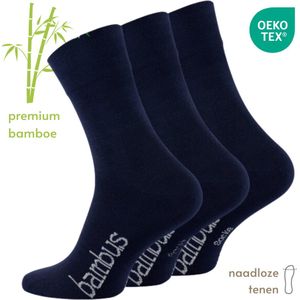 Bamboe Sokken Set - 3 paar - Donkerblauw- maat 39-42 - Naadloze teen, zonder knellende boord