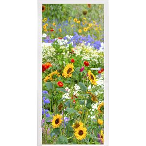Deursticker Siergras met verschillende bloemen - 95x215 cm - Deurposter