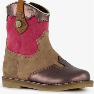 Groot suede meisjes cowboy western enkellaarsjes bruin - Maat 27 - Echt leer - Uitneembare zool