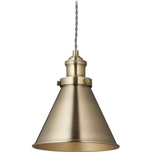 Relaxdays hanglamp industrieel - retro pendellamp - ronde eettafellamp - metalen lamp hal - messing