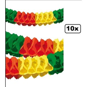 Guirlande rd/gl/gr papier 10 m Brandvertragend - carnaval gala feest verjaardag evenement festival slinger