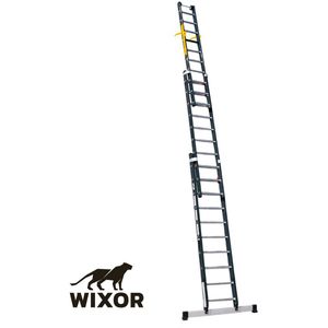 Wixor Professionele Ladder Advance 3x12 | Top Safe | Uitgeschoven lengte: 8,6m | Ingeschoven lengte: 3,55m | Gewicht: 24,5kg