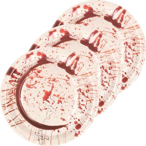 Thema feest papieren bordjes bloederige print 18x stuks - Halloween tafeldecoratie/wegwerp servies