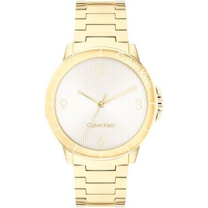 Calvin Klein CK25100023 VIVACIOUS Dames Horloge - Mineraalglas - Staal - Goudkleurig - 36 mm breed - Quartz - Vouw/Vlindersluiting - 3 ATM (spatwater)