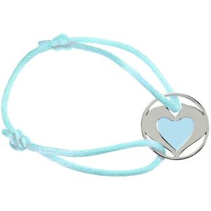 Satijnen armband ""Hart Paarden"" Blauw - 16-25 cm