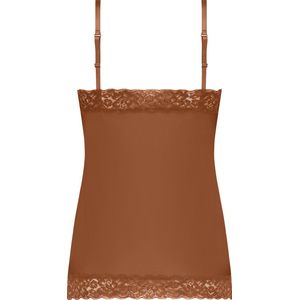 TEN CATE Secrets Lace women spaghetti top met kant (1-pack) - dames singlet - pecan - Maat: L