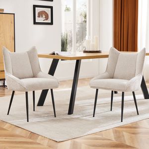 Sweiko Restaurant Stoelen (2-delig), Zachte Kussens stoelen, Fauteuils, teddy fluweel, verdikte zitkussens, Beige kleur