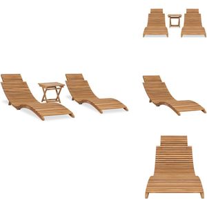 vidaXL Ligbed - Ligbedden - Ligstoel - Ligstoelen - 3-delige Loungeset inklapbaar massief teakhout