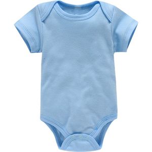 baby jumpsuit korte mouw tas scheet jurkje lichtblauw(9M)