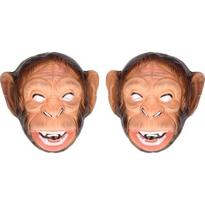 Set van 2x stuks plastic apen dieren verkleed masker voor volwassenen