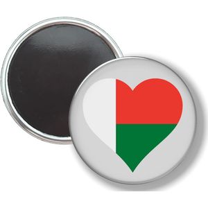 Button Met Magneet - Hart Vlag Madagascar - NIET VOOR KLEDING