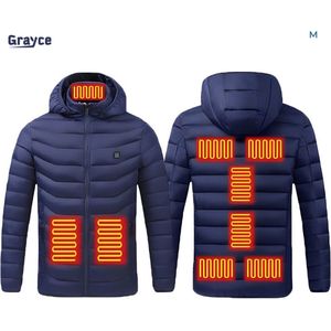 Grayce Verwarmde Jas met Powerbank - M - 9 Zones - Thermokleding - Elektrische kleding - Winterjas - Verwarmde Kleding - Blauw