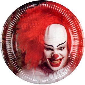 Thema feest papieren bordjes horror clown 24x stuks - Halloween tafeldecoratie/wegwerp servies - wegwerpbordjes
