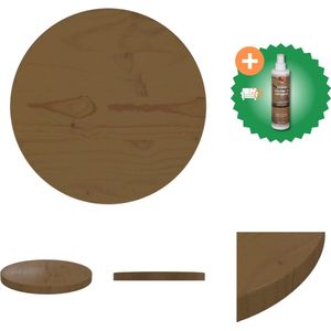 vidaXL Tafelblad Ø30x2-5 cm massief grenenhout bruin - Tafelonderdeel - Inclusief Houtreiniger en verfrisser